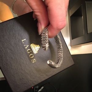 Lagos white topaz torque caviar cuff bracelet